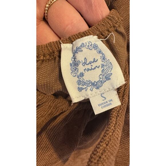 Francesca’s Blue Rain Cassie Brown Bow Back Corduroy Mini Dress Small - Picture 6 of 8